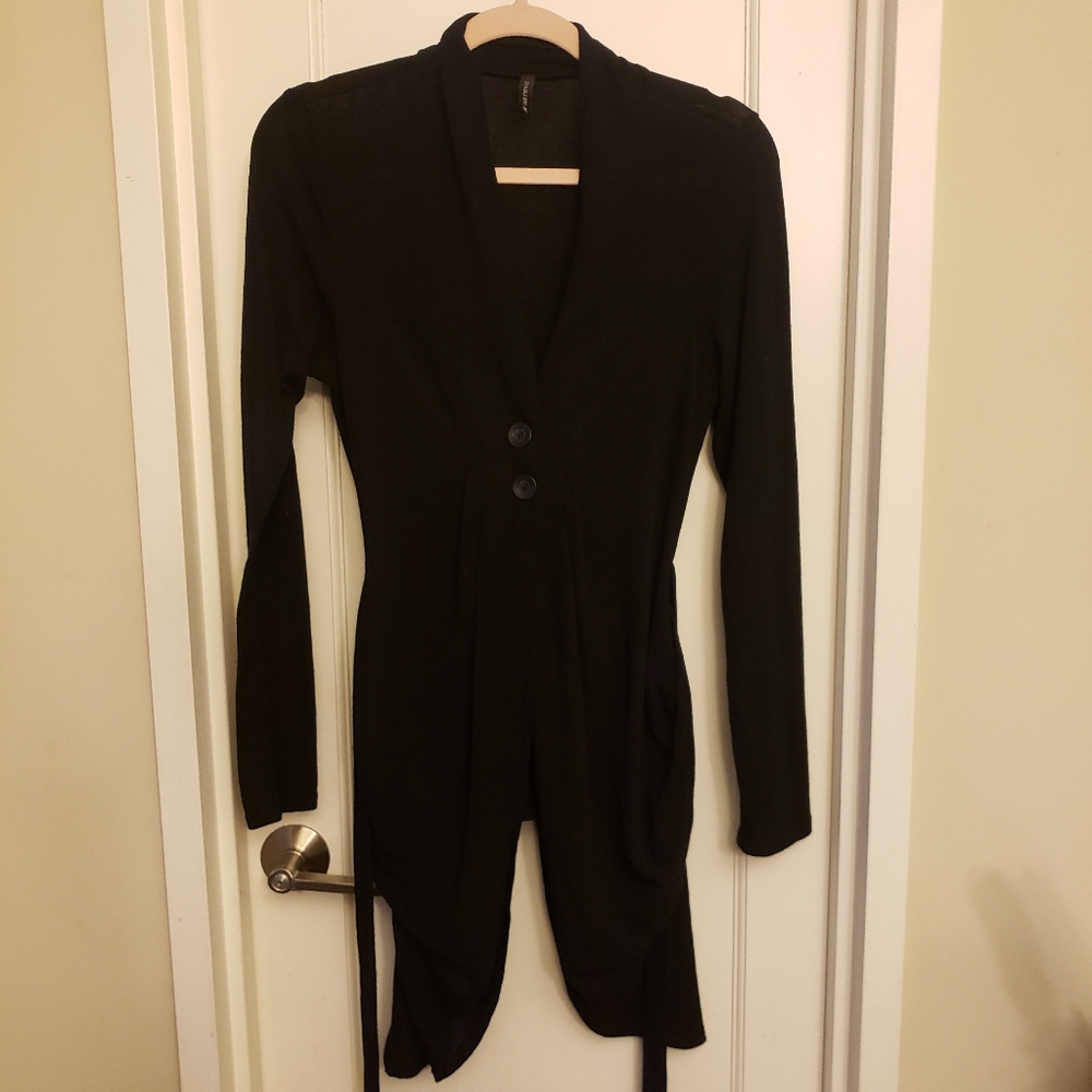 Cute Black Cardigan With Drapey detail